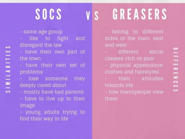 How are the socs and greasers different